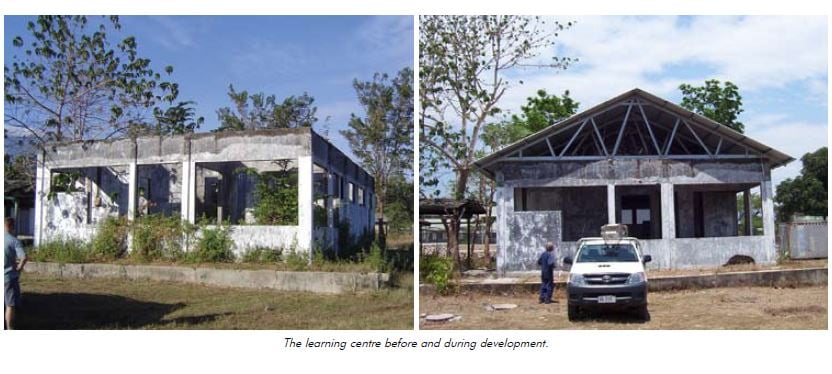 Timore Leste: The learning centre before and during development.
