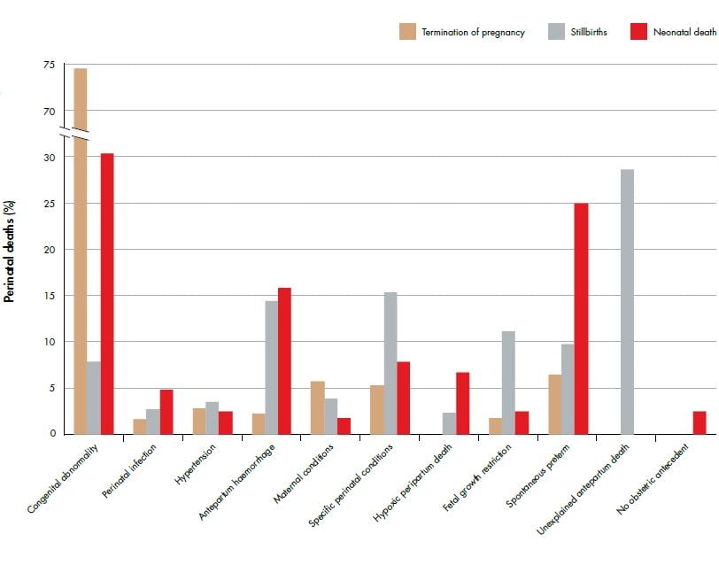 Figure 1. Relative distribution of fetal and neonatal deaths by perinatal death classification (PSANZ-PDC) 2011. Ref 2