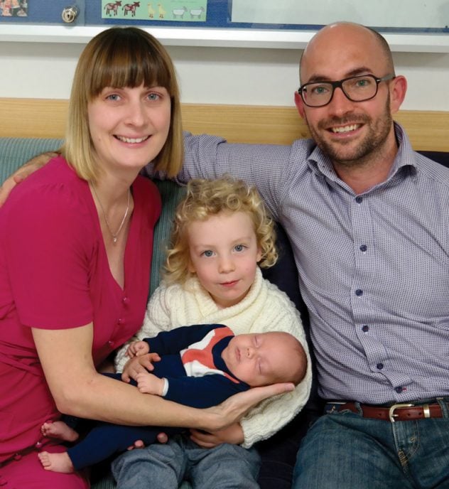 Joanne, Scott and Archie Beedie, ready to take Lewis home from hospital.