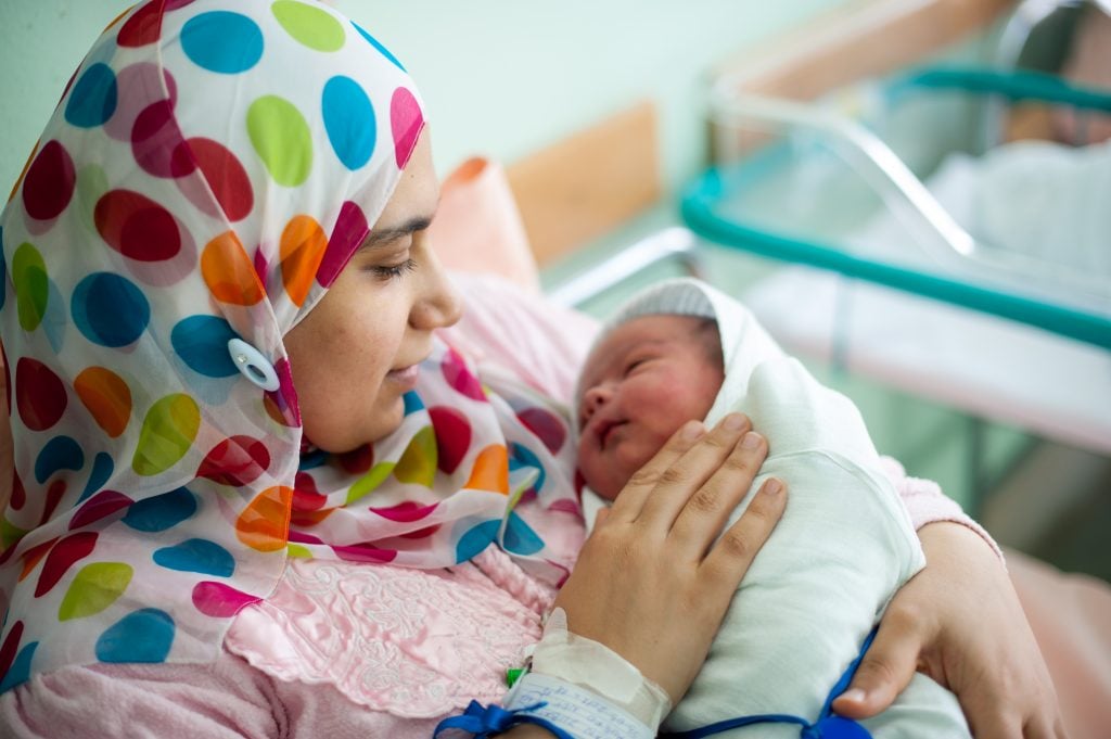 Refugee mother and baby