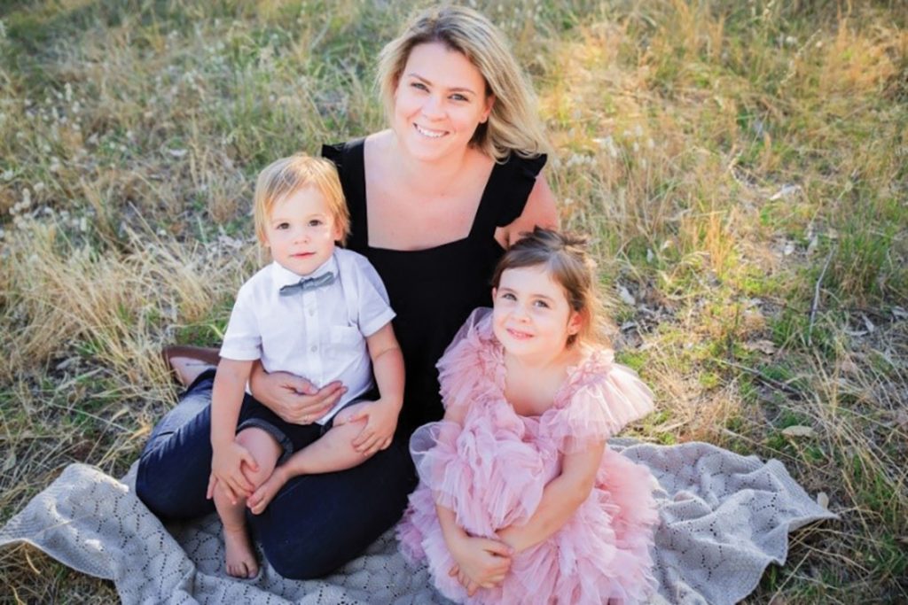 Megan, a PANDA Community Champion, with her daughter and son.